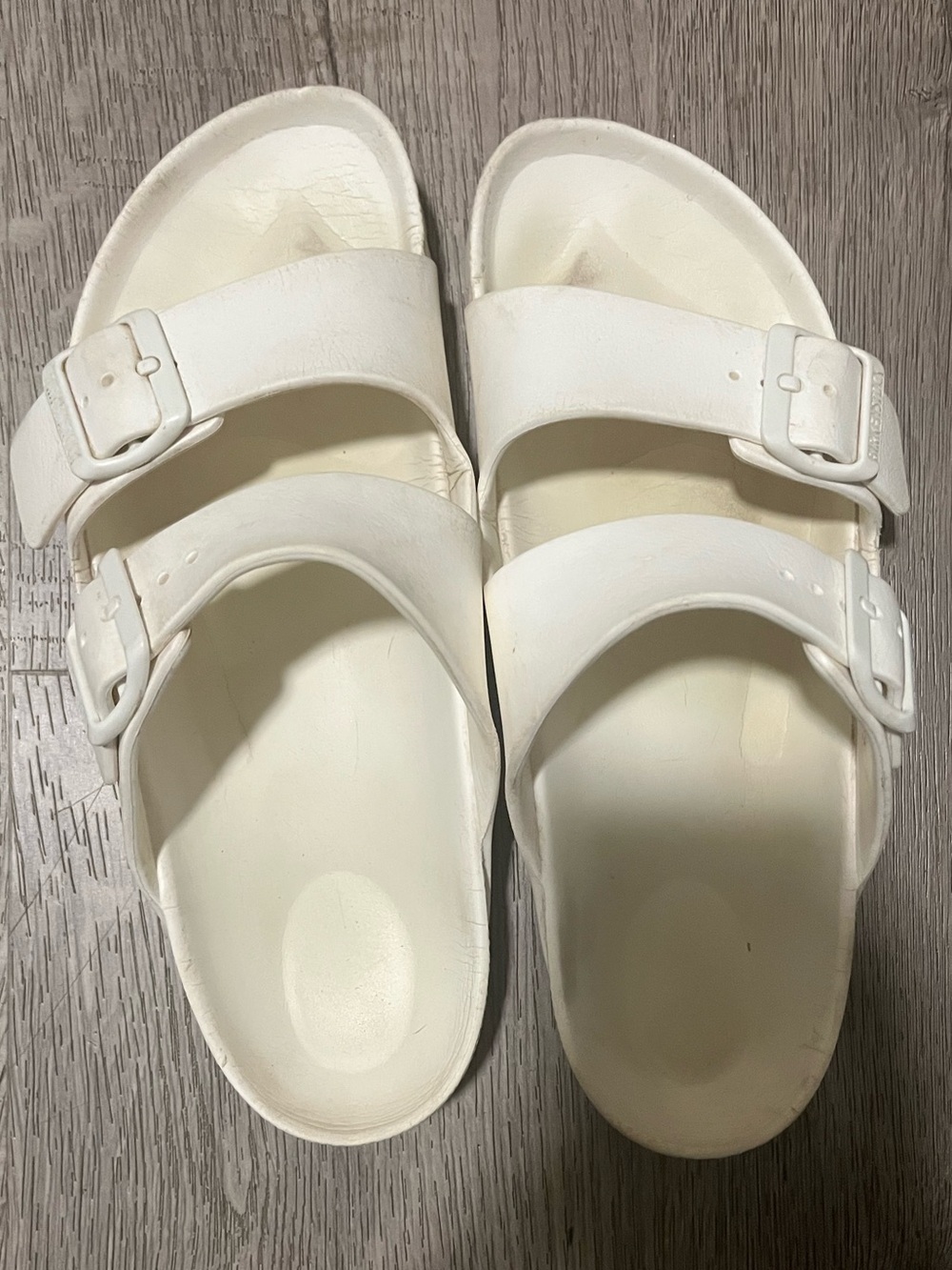 Birkenstock White EVA Two-Strap Slide Sandals